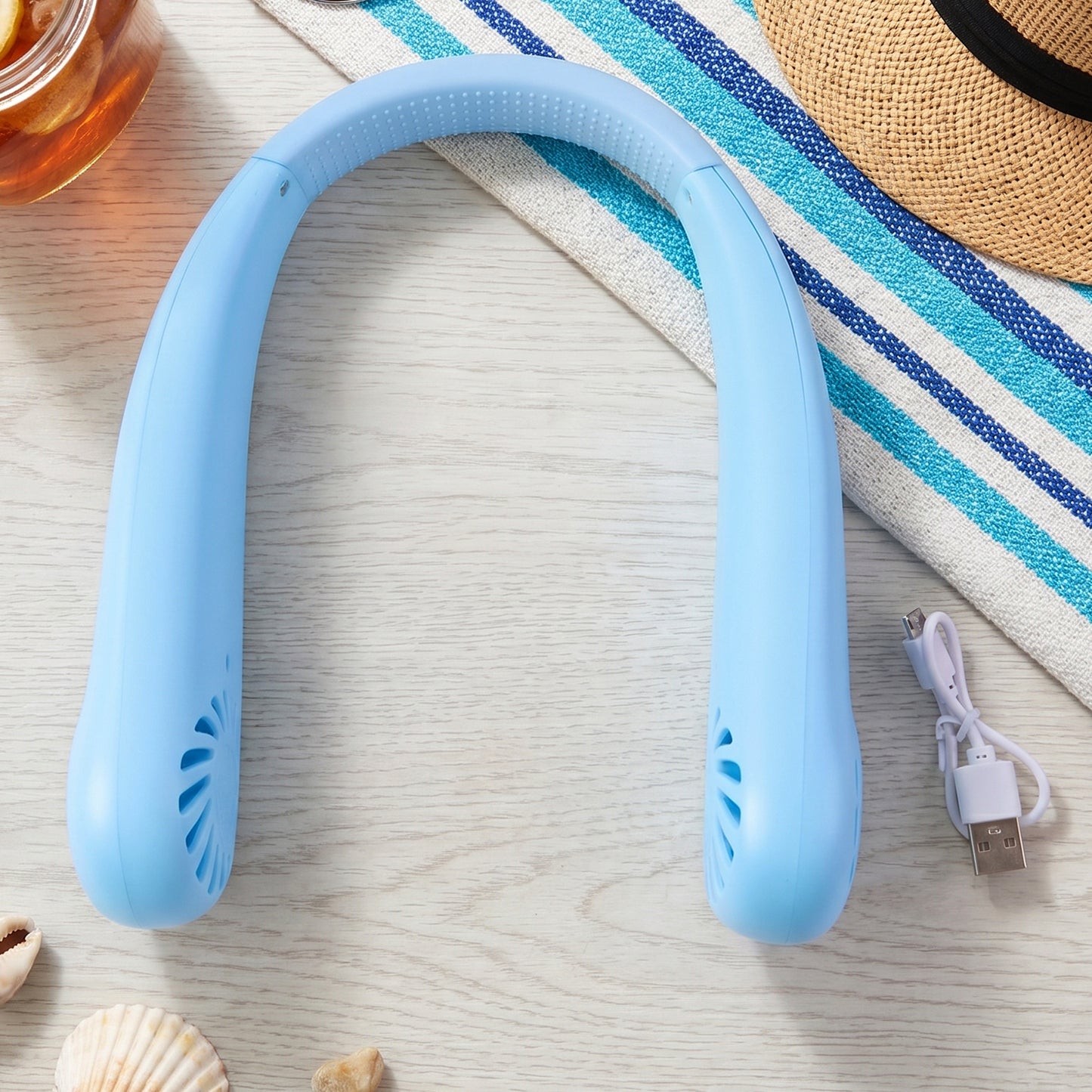 Portable Rechargeable Neck Fan (1 Pc Blue Color)