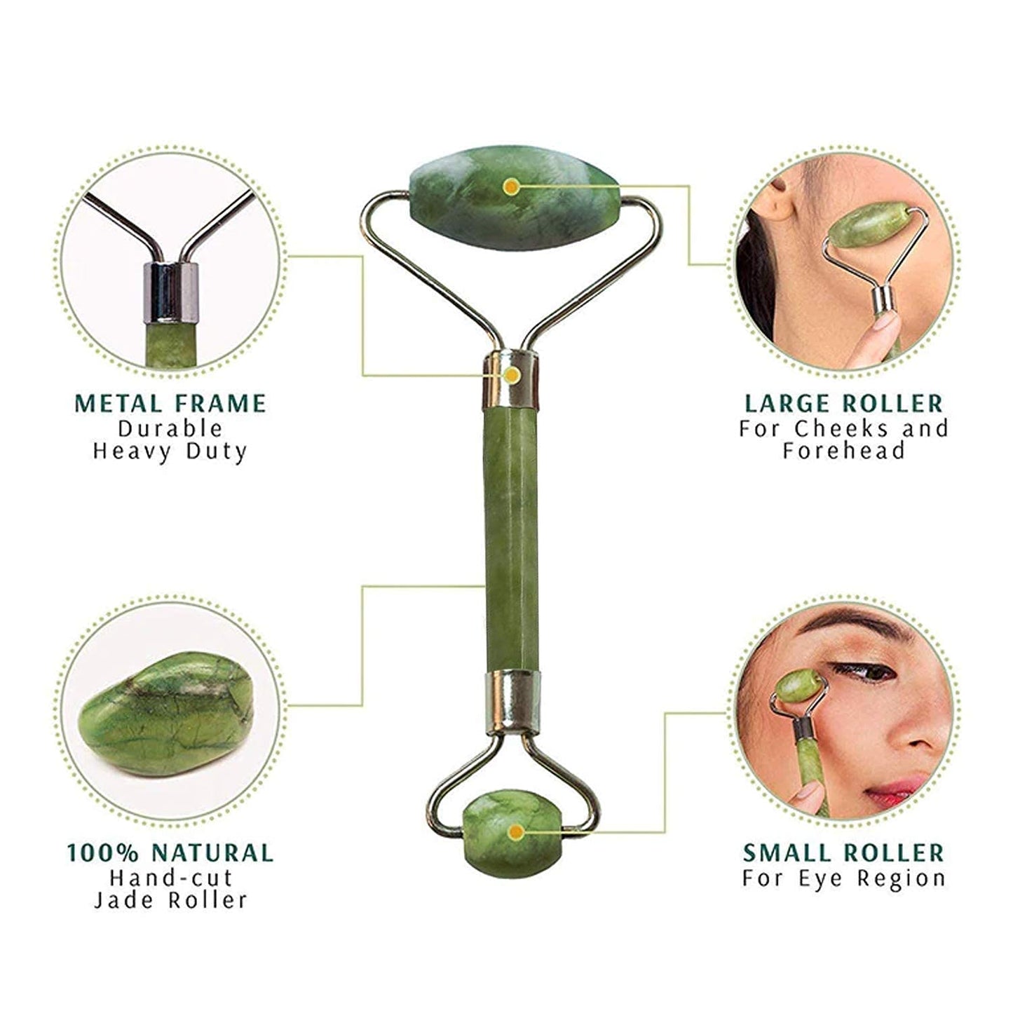 Premium Dual Head Jade Stone Face Roller Gua Sha Massage Tool Set (1 Pc)
