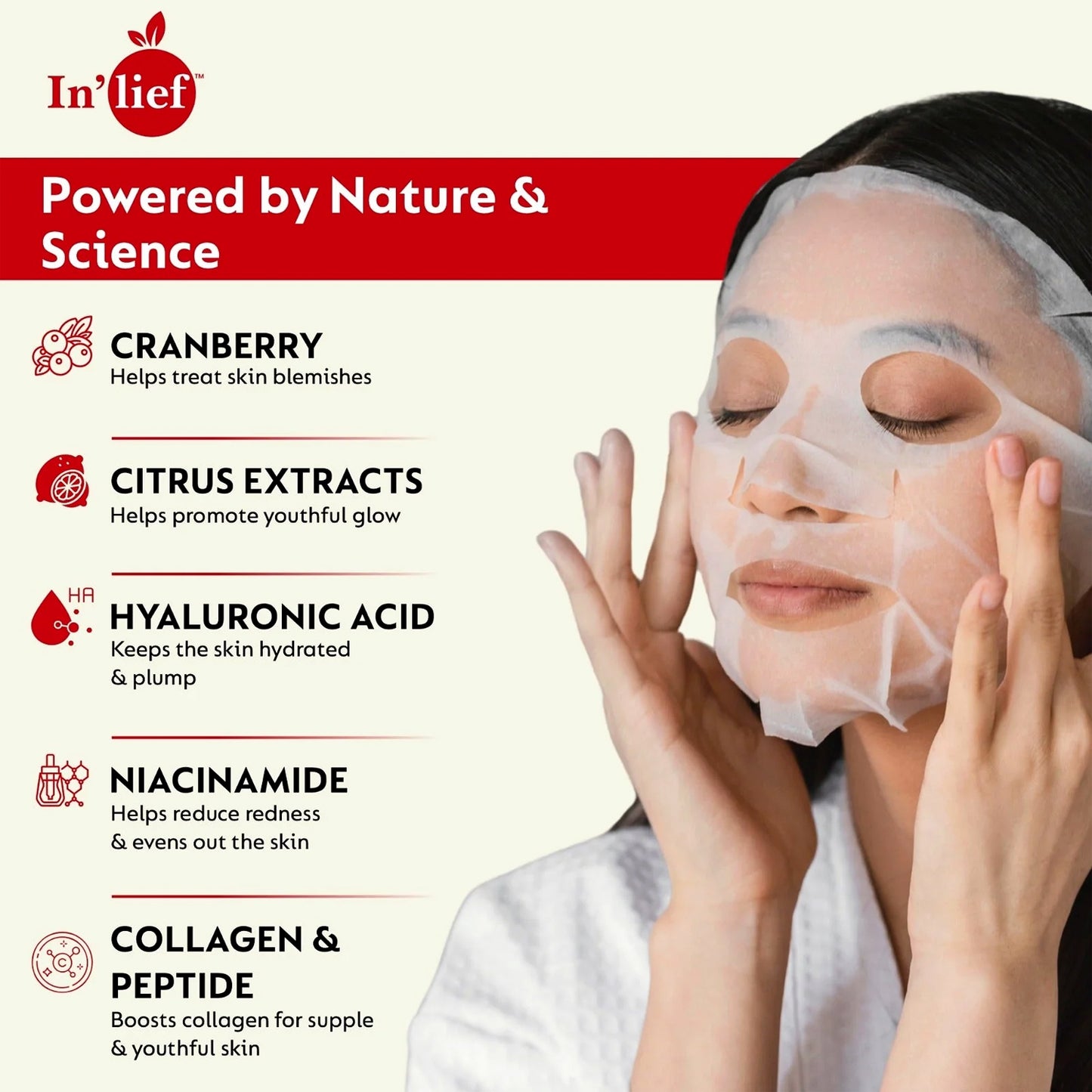 Inlief Vitamin C 0.5 Hydrating Brightening Facial Sheet Mask (1 Pc)