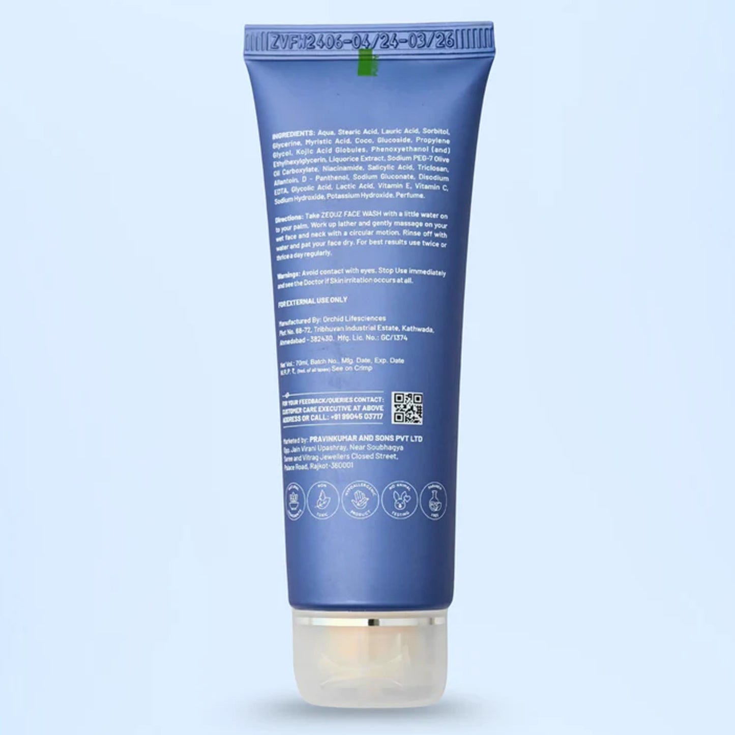 Zequz Vitamin C + E Brightening Face Wash - (1 Pc 70 Ml)