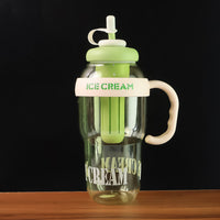 Approx 1300ml Large Capacity Cute Ice Cream Themed Water Bottle With Handle Straw  Fruit Infuser  Leakproof Sipper For Kids  Adults