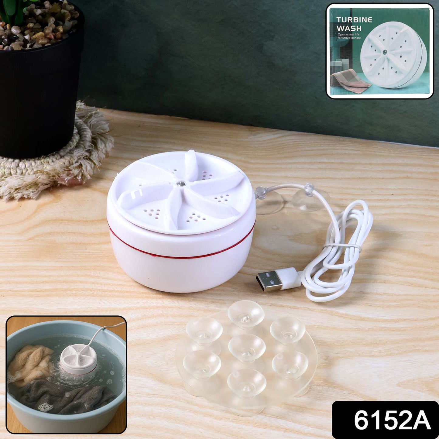 6152a Mini Washing Machine Turbine Washing Machine Door Hinge  Lightweight Turbo Washer With Usb Cable For Home Camping College Rooms Use
