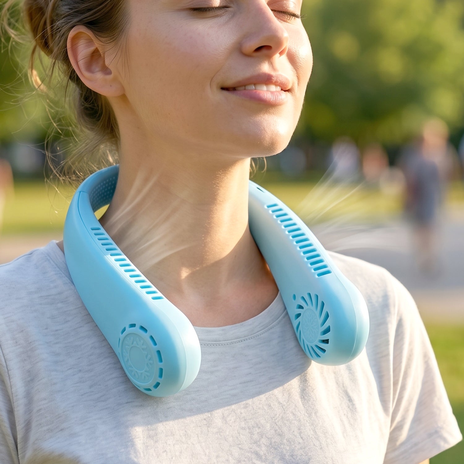 Portable Rechargeable Neck Fan (1 Pc Blue Color)