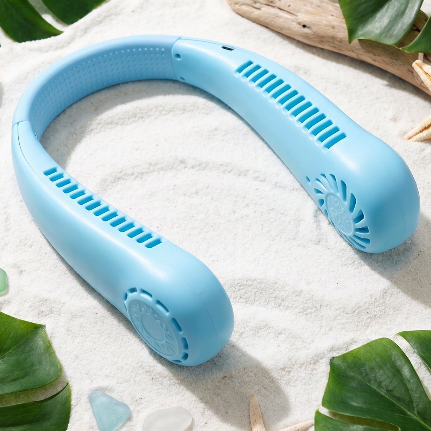 Portable Rechargeable Neck Fan (1 Pc Blue Color)